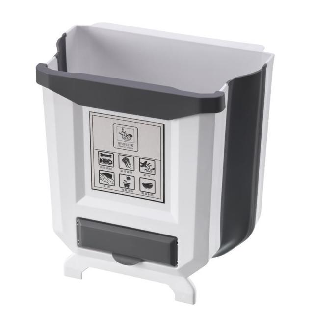 Folding Waste Bin Kitchen Cabinet Door Hanging Trash Bin Trash Can Wall Mounted